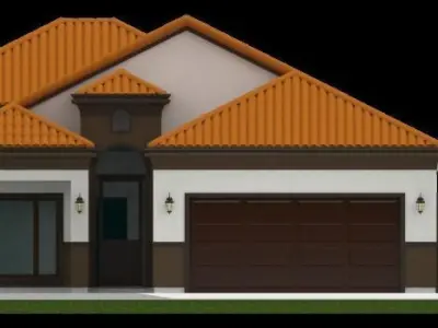 Residential 4 bed 3 bath 2 car garage  3D model