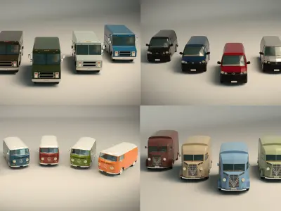 Low Poly Transporter Van Pack