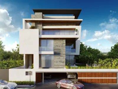 Architect living room and dining area in modern home 3D model