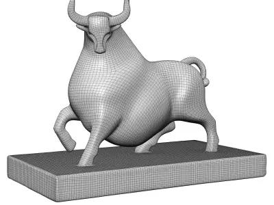 Brass Lucky Bull Statue 3D model