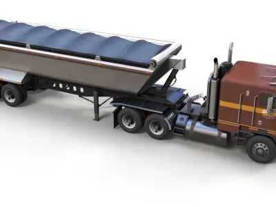 Freightliner Powerliner dump trailer Low-poly 3D model
