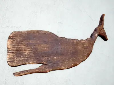 Rustic Carved Wooden Whale 3D model