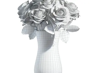 Flower Set 02 - Pink Roses Bouquet 3D model