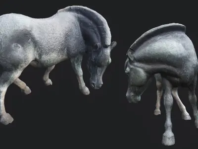 Old Horse Statue PBR Low-poly 3D model