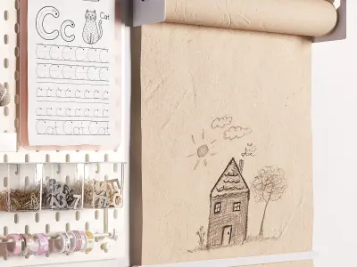 Ikea SKADIS Pegboard and Decoration for Teenagers and Kids 05 3D model