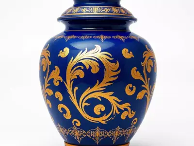 Royal Blue Ornate Vase model pack Low-poly 3D model
