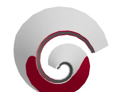 Japan Flag on a helical spiral structure 3D model