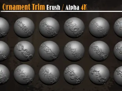 60 ornament trim Brush-alpha 4k Low-poly 3D model