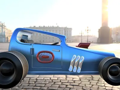 Multi - Piece Custom Hot Road Car  3D print model