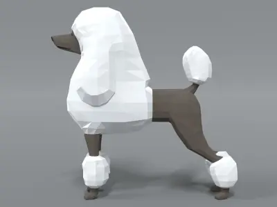 Low Poly Cartoon Standard Poodle Dog Low-poly 3D model