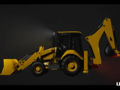 Driveable Animated Excavator Dozer with Material Variations Low-poly 3D model