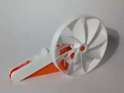 Squeeze Powered Flywheel Fan 3D print model
