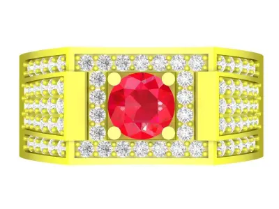 Luxury Pave Halo Men Ring Jewelry Model 4457 3D print model