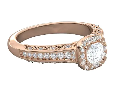 Vintage Halo Solitaire Ring CAD Design Luxury Engagement Model 3D print model