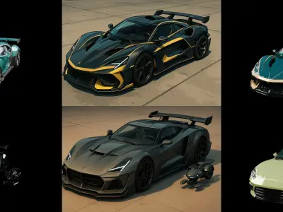 Sport Car bundle 14 pack 100 glb 3D model