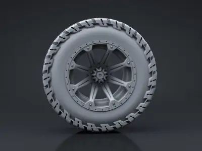 Truck Wheel and Tire 3D Print 3D print model