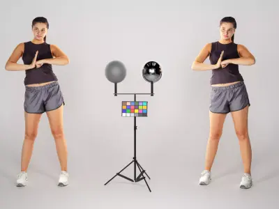 Sporty young woman posing 154 Low-poly 3D model