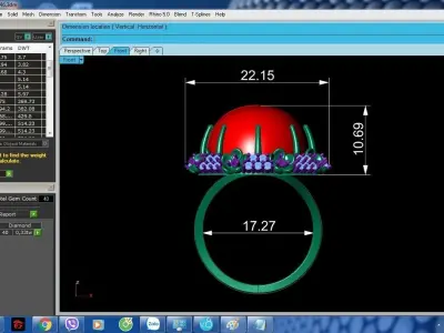 Luxury Red Gemstone Round Ring 3D Model for Women 478 3D print model