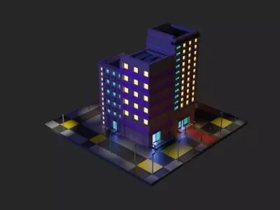 Hotel and motel for free Free low-poly 3D model