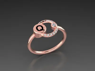 Alphabet Jewelry Rings Letter Q Free 3D print model