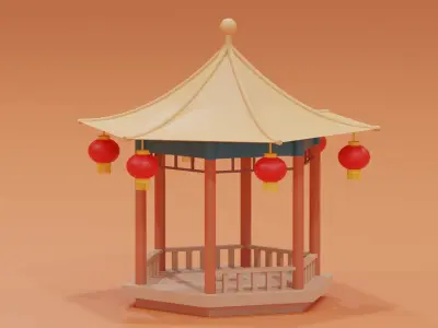 Cartoon Chinese Pavilion 3D model