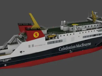 Dual-fuel car and passenger ferry 3D model Low-poly 3D model