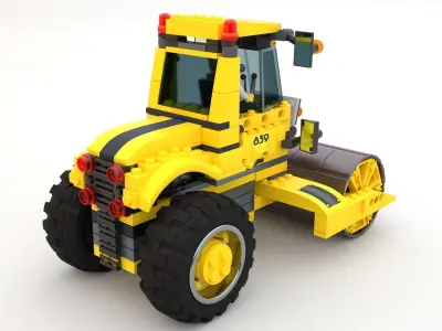 Lego Road Roller and worker  3D model