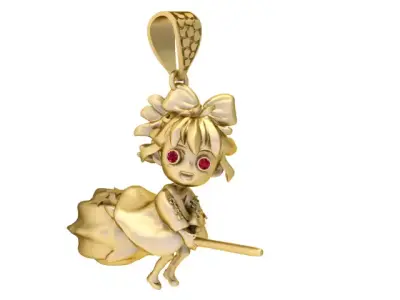 WITCH GHOST PENDANT 3D PRINTABLE MODEL  3D print model
