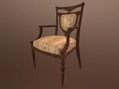 Antique chair -PBR Game Ready 3D model Low-poly 3D model