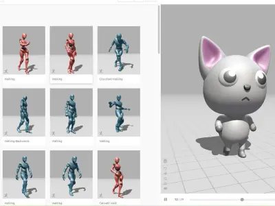 Cartoon Cat Little Cute - Rigged Low-poly 3D model