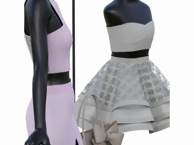 Clothes Store Vitrin Set Low-poly 3D model