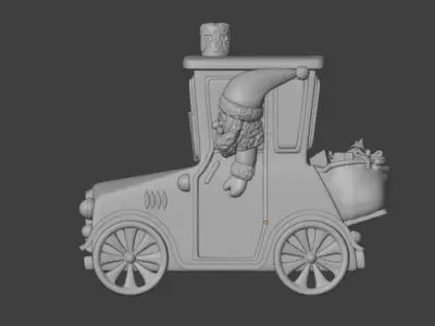 Santa in the car Christmas ornament  3D print model
