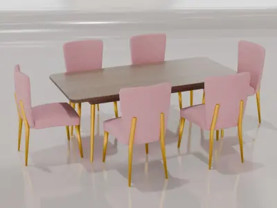 dinner table set Low-poly 3D model