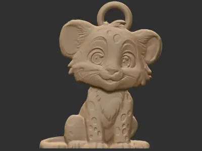 cute cartoon tiger pentant 3D print model