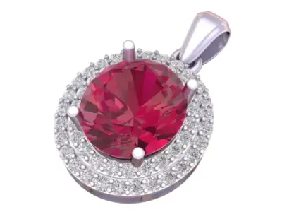 Ruby Halo Solitaire Pendant 3D Printable Jewelry Model 3D print model