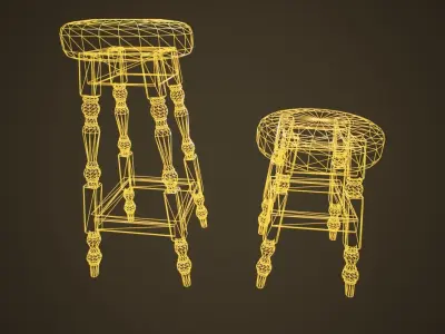 Bar Chairs - PBR Game Ready Low-poly 3D model