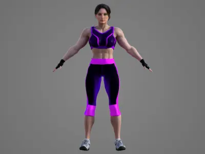 Caucasian Fitness Trainer Girl 3D model