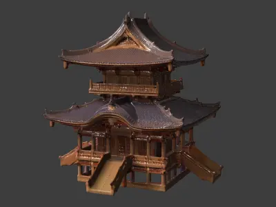 Chinese ancient temple  Low-poly 3D model