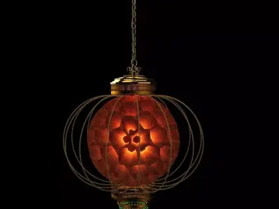 Chinese Red Lantern  Low-poly 3D model