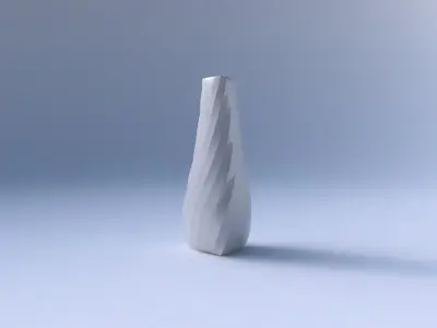 Vase puffy tipped triangle with twisted bands 3D print model