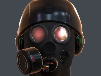 Gas mask helmet 3d model scifi Low-poly  Low-poly 3D model