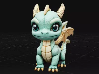 Articulated Cute Dragon Hatchling Flexi Toy 3D Print Model 3D print model