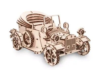 3D Wooden Antique Convertible Car Puzzle Model 3D model