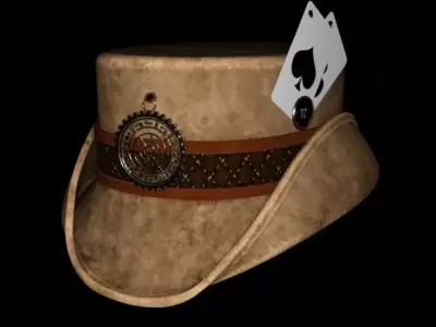 Steampunk Hat old card Low-poly 3D model