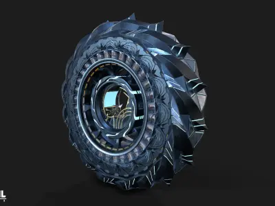 Sci Fi Wheel Car Low-poly 3D model