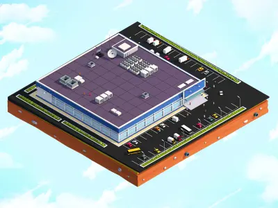 Cartoon Lowpoly Supermarket Low-poly 3D model