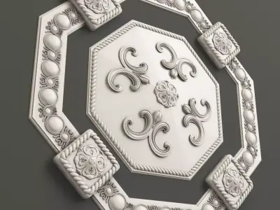 Rosette 1 octagonal ceiling medallion 3D model