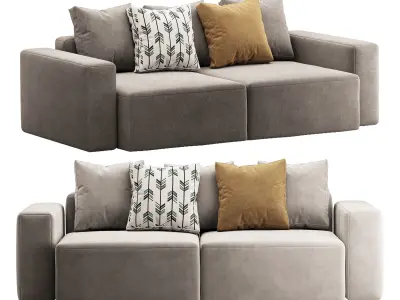 Vincent Navy Blue Retractable Sofa 3D model