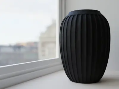 Decorative Groove Vase Low-poly 3D model