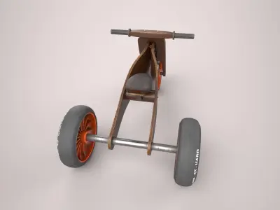 Bike-Damir wooden tricycle with wheels Low-poly 3D model